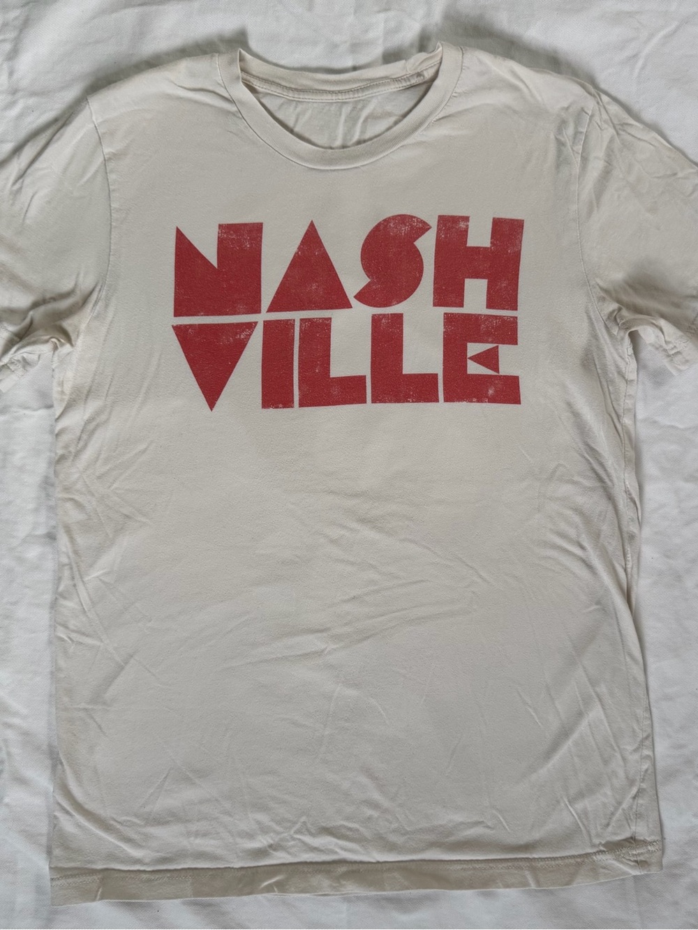 Nashville Graphic Crew Tee - Cream with Red Print